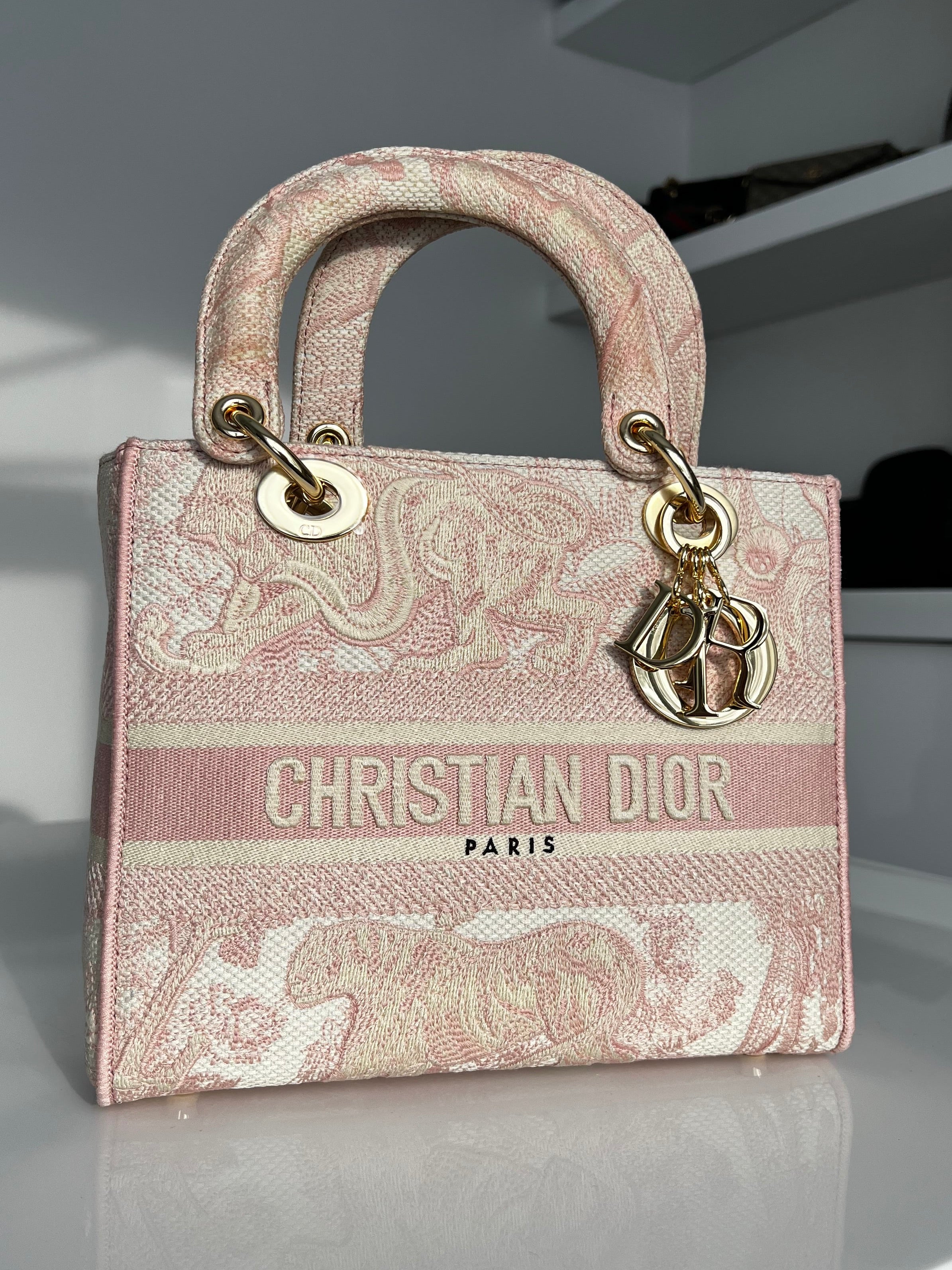 Sac à main D rose et blanc